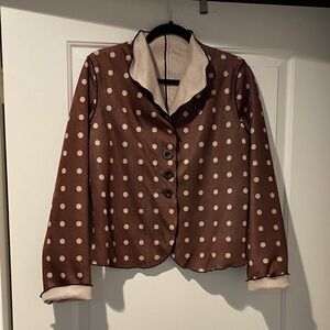 Reversible Designer Suede Brown Polka Dot Women's Jacket